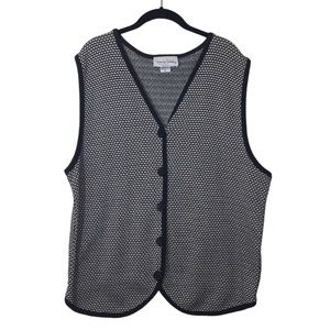 Diane Von Furstenberg Vintage Academia Knit Button Front Sweater Vest SZ 2X